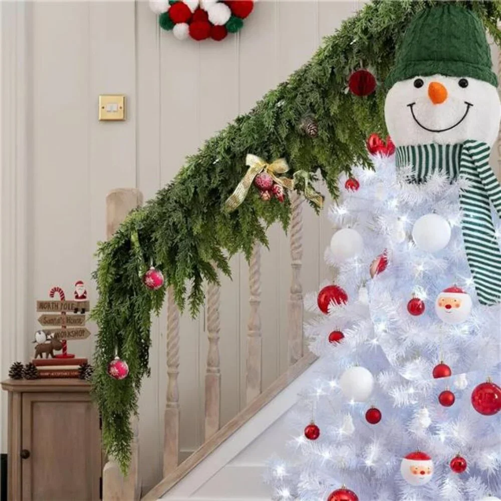 2PCS 9FT Christmas Cedar Garland with 240 Pine Tips Realistic Faux Garland